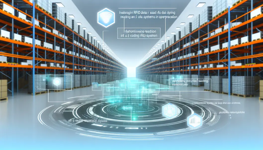 Armazém com tecnologia RFID e sistemas de codificação avançados.